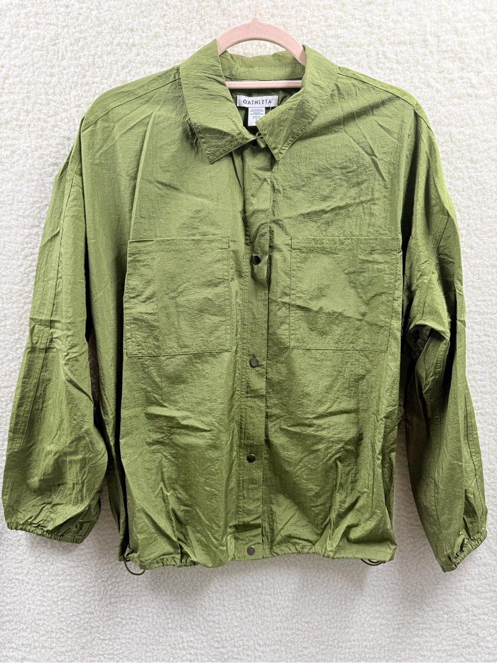 Athleta Lunar Sheen shirt Picoline Olive  Oversized Size S New